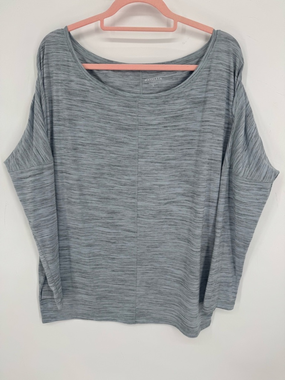 Athleta Women's Basic Heathered Gray Scoop Neck Long Sleeve Top Size Large
